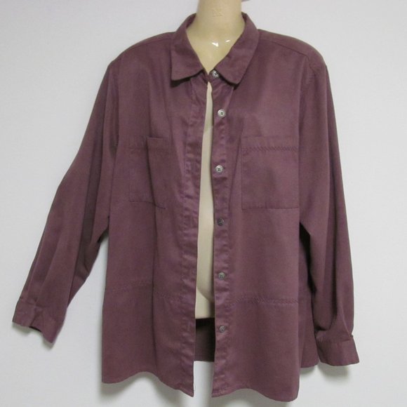 Alfred Dunner Mauve Shirt Button Up Long Sleeve - Picture 4 of 12